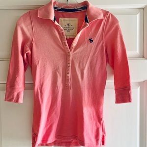 Abercrombie & Fitch pink 1/4 sleeve polo